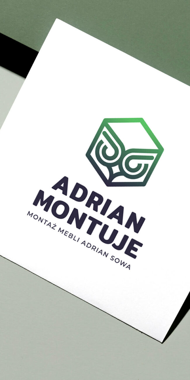 Projekt logo dla Adrian Montuje – profesjonalna identyfikacja wizualna dla firmy montażowej.